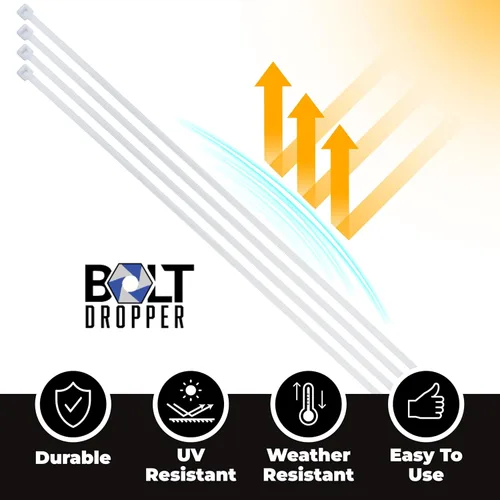 Miniatura 4 de Bolt Dropper Paquete de 100 bridas negras de 12 pulgadas, resistentes, autobloqueantes, para proyectos de interiores y exteriores, resistentes a