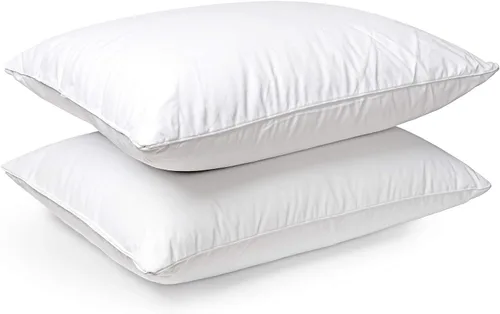 Luxury Collection - Almohada de plumón y plumas, hipoalergénica, extra alta para un mejor soporte para la cabeza y el cuello, 100% algodón de doble