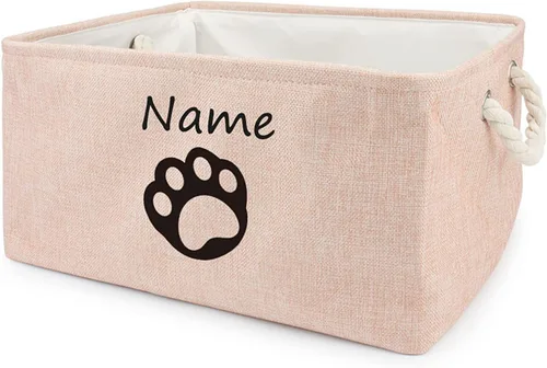 Miniatura 19 de Cesta de almacenamiento de juguetes para perros, plegable, personalizable con diseño de nombre de mascota, organizador para juguetes de perros, F