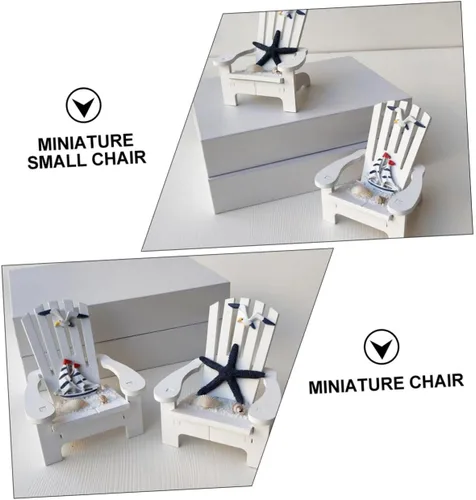 Miniatura 3 de 4 piezas de silla en miniatura mini silla de playa de madera náutica casa de muñecas accesorios de muebles micro paisaje para fotos accesorios