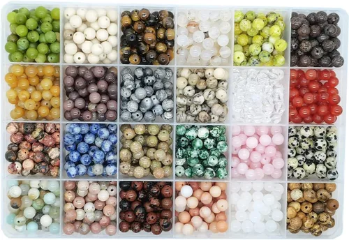 Miniatura 8 de 375 cuentas de piedra curativa de cristales de engrado, cuentas sueltas de agujero de 0.039 pulgadas (0.039 in), cuentas lisas para bricolaje