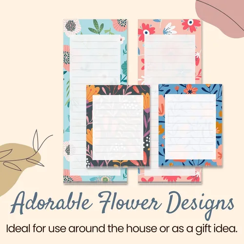 Miniatura 7 de Prims & Flourish Magnetic Notepads for Refrigerator, 4-Pack Grocery List Magnet Pad for Fridge, To-Do List, Reminders, Scratch Pads, Cute Floral