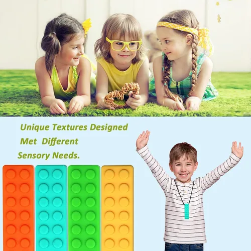 Miniatura 7 de Collares masticables para niños sensoriales, paquete de collares masticables para niños, niñas y adultos con autismo, TDAH, TEP, juguetes Arcoíris