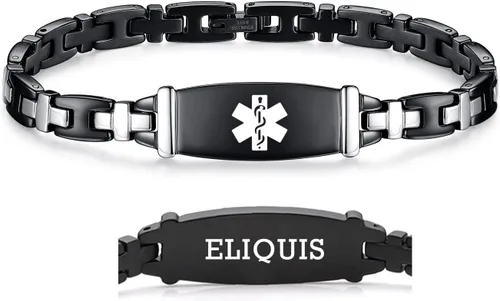 Miniatura 46 de LinnaLove Lady Medical Alert - Pulseras médicas de acero inoxidable para mujer, 7.5 pulgadas