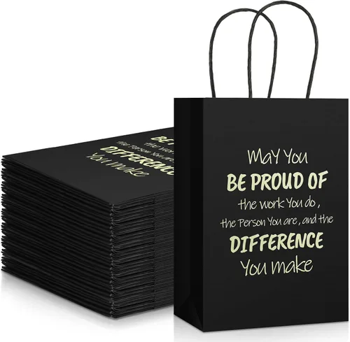 Kosiz 50 bolsas de regalo de agradecimiento «May You Be Proud», bolsas de papel con asas de 5.9 x 3.1 x 8.3 pulgadas, bolsa de regalo de papel para