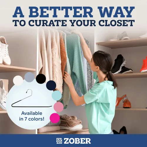 Miniatura 8 de Zober Perchas antideslizantes para pantalones, paquete de 40 unidades de extremos abiertos para jeans y ropa, ahorran espacio, perchas de metal