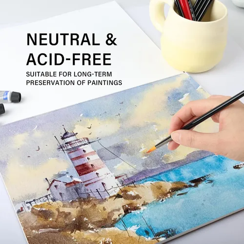 Miniatura 6 de KIWIHUB Bloc de papel para acuarela, 9 x 12 pulgadas, 100% algodón, 140 libras, libro de papel de dibujo para pintura de artistas, suministros