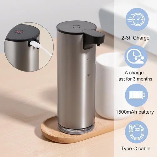 Miniatura 2 de LAOPAO Dispensador automático de jabón espumoso: dispensador de jabón recargable sin contacto dispensador de jabón de espuma de acero inoxidable