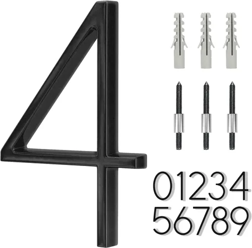 Miniatura 22 de Número flotante de casa de acero inoxidable de 5 pulgadas, números de casa modernos de metal, número de decoración de buzón con kit de clavos, negro