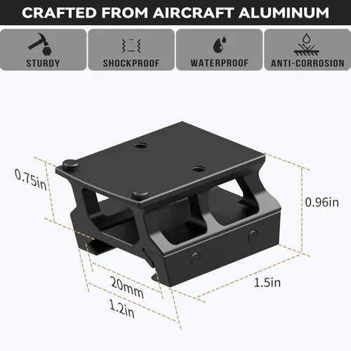 Miniatura 4 de Guardtier Red Dot - Soporte elevador Picatinny de 0.75 pulgadas compatible con RMR Footprint Red Dot/407C/507C/508T