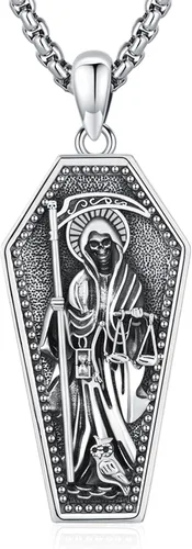 Miniatura 175 de Collar de pentagrama de plata de ley con triple luna, diosa celta, nudo celta, nudo de brujas, Ankh, sol y luna, Hécate, lilith, Santa Muerte
