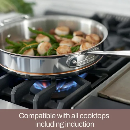 Miniatura 4 de All-Clad Copper Core - Juego de utensilios de cocina de acero inoxidable de 5 capas, 5 piezas, inducción, apto para horno 600F, ollas y sartenes