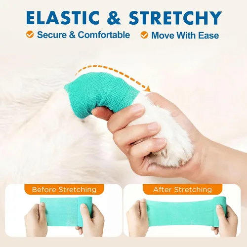 Miniatura 3 de Lotfancy 10 rollos de envoltura veterinaria autoadhesiva, vendaje cohesivo de 2 pulgadas para el cuidado de heridas, cinta elástica para mascotas