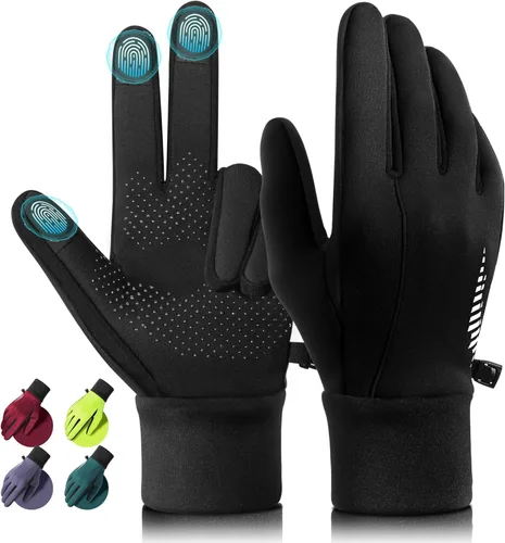 rivmount Guantes de invierno para mujeres y hombres, guantes de forro de pantalla táctil para clima frío, 3 capas resistentes al viento, para