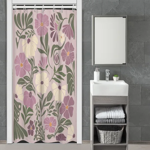Miniatura 26 de Black Floral Shower Curtain Stall Small Half Single Mini Boho Flower Farmhouse Vintage Gothic Abstarct Retro Funky Botanical Moody Fabric Cloth