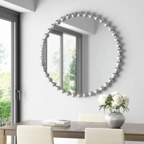 Miniatura 12 de Espejo redondo de Madison Park, espejo circular con marco de metal de 36 pulgadas, decoración de pared montada y colgante para entrada, baño, Negro