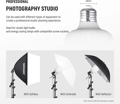Miniatura 6 de NEEWER Bombillas LED E26 de 35 W, 2 paquetes, 3150 lúmenes/5700 K/CRI 93+/15000 h de vida útil, iluminación brillante para fotografía de video