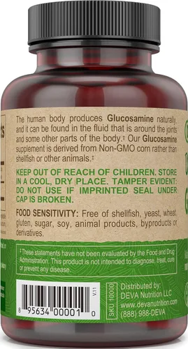 Miniatura 4 de DEVA Vitaminas veganas tabletas de glucosamina, botella de 90