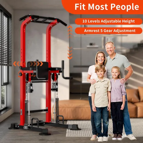 Miniatura 5 de SogesHome Power Tower Pull Up Bar and Dip Station, Multi-Function Free Standing Pull Ups, Adjustable Height Dip Bar Strength Training Workout Negro