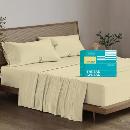 Miniatura 18 de THREAD SPREAD Sábanas 100% Algodón Egipcio Tamaño Twin - 800 Alto Número de Hilos 3 Piezas Sábanas Twin Extra Largas para Dormitorio, Bolsillo