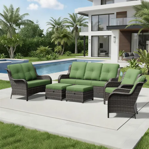 Miniatura 166 de Joyside Juego de sillas de mimbre para patio, juego de 3 piezas de mimbre para exteriores con 2 sillas reposabrazos y 1 mesa auxiliar para terraza