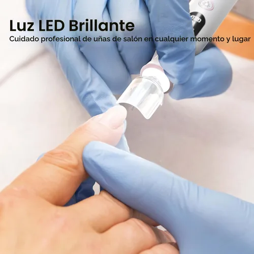 Miniatura 9 de Kit profesional de taladro de uñas: lima de uñas eléctrica con pantalla LCD y lámpara, amoladora de uñas gruesas de larga duración, herramientas