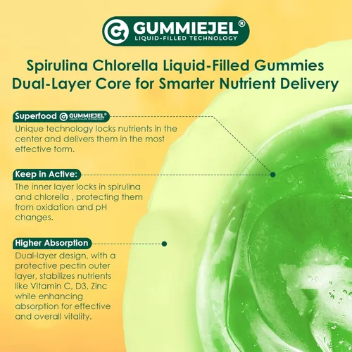 Miniatura 9 de Gomitas orgánicas de espirulina + clorella, altas en proteínas veganas, clorofila, algas verdes y azules densas en nutrientes + súper verdes
