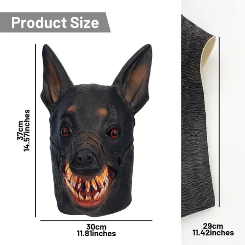 Miniatura 6 de Máscara de perro para adultos, máscara de látex natural para Halloween, cosplay y fiestas de disfraces