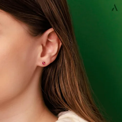 Miniatura 2 de Amberta Allure - Aretes de tuerca de oro amarillo de 9 quilates para mujer