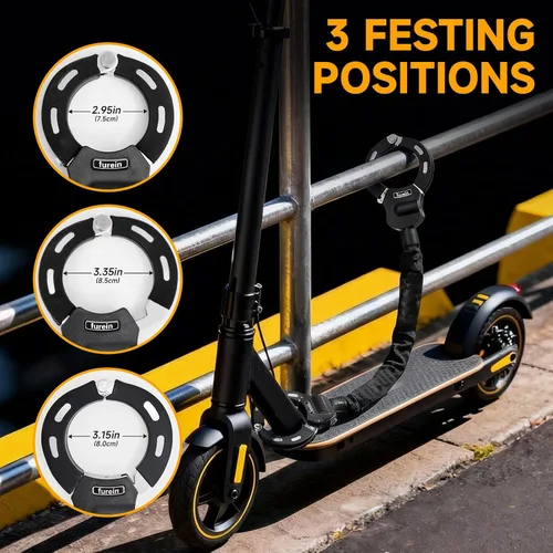 Miniatura 3 de Cerradura de scooter, cerraduras antirrobo con bolsa de scooter, cerraduras eléctricas resistentes de 35.8 pulgadas, con 3 llaves, cerraduras