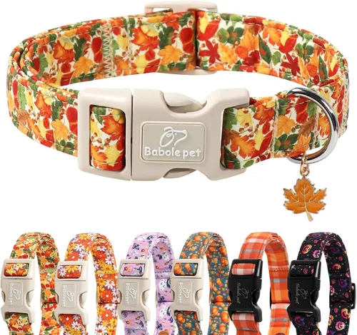Collar de otoño para perro, lindo collar de cachorro con hojas de otoño, ligero, cómodo, ajustable, para mascotas pequeñas, medianas y grandes,