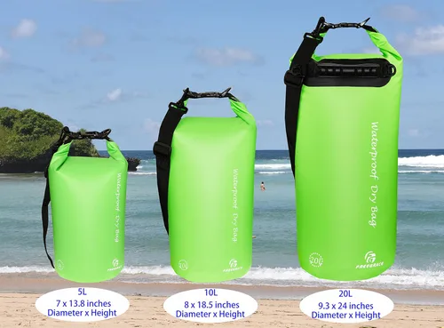 Miniatura 2 de Freegrace Juego de 3 bolsas secas impermeables con 2 sellos de cierre de cremallera y correa de hombro desmontable, bolsa de cintura y funda
