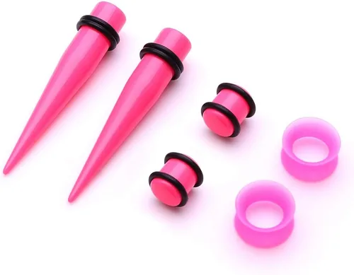 Miniatura 4 de JieyueJewelry - Paquete de 50 unidades para estiramiento de oreja (14G-00G),túneles de silicona, conos y tapones acrílicos, set para expandir