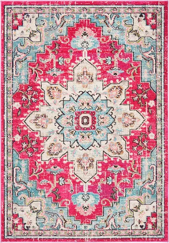 Miniatura 35 de Safavieh Madison Collection (MAD473M) Tapete redondo de 4 pies, azul y azul claro, diseño chic y bohemio desgastado de medallón, no pierde fibras