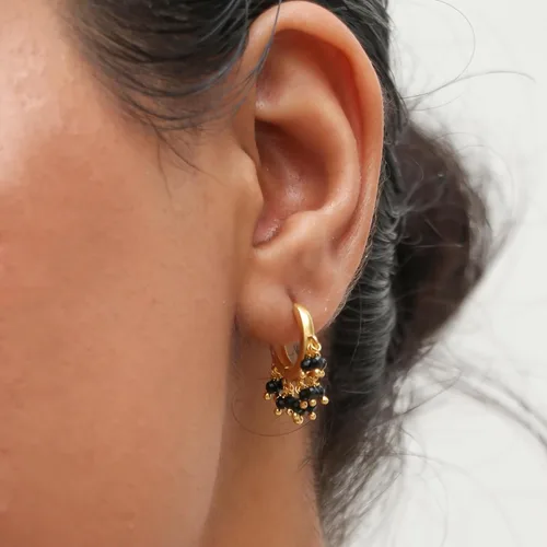 Miniatura 5 de Gempires Aretes de Cuentas de Piedras Preciosas Naturales de Cristal Ligeros Elegantes Hechos a Mano Joyería Hipoalergénica Chapada en Oro Diseño