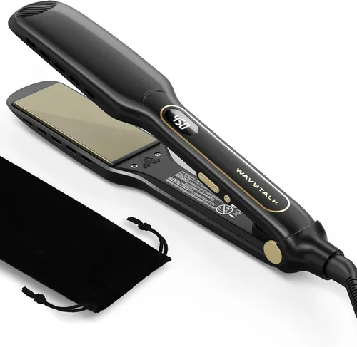 Miniatura 9 de Wavytalk Plancha plana de ventilación de 1.75 pulgadas de ancho para cabello húmedo o seco, alisador con doble voltaje que deja un aspecto suave