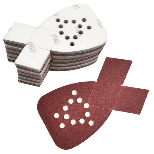 Miniatura 9 de 50 piezas de papel de lija de ratón con 2 puntas adicionales para reemplazo de detalles, almohadillas de lijadora de lijadora, 12 agujeros de gancho
