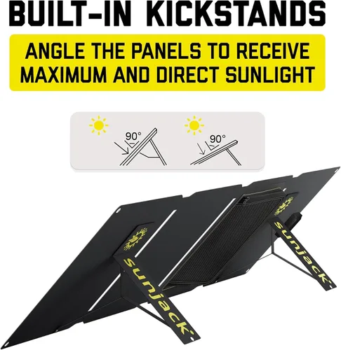Miniatura 5 de SunJack Panel solar plegable de 15 vatios, panel solar portátil monocristalino ETFE con USB-C y USB-A, paneles solares impermeables IP67