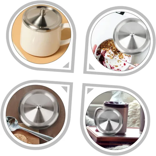 Miniatura 3 de Cabilock Tapas de taza de acero inoxidable a prueba de fugas de 3.14 pulgadas, juego de 2 tapas para tazas de agua con bordes lisos para tazas