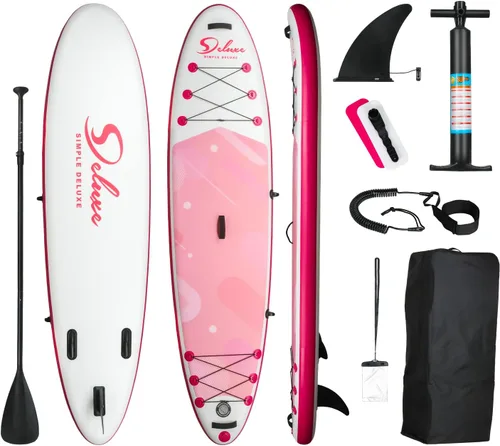 Tabla de remo inflable Simple Deluxe Premium para todos los niveles de habilidad, tablas de remo rosa para adultos y jóvenes, tablas de remo