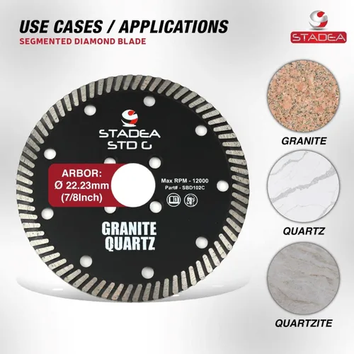 Miniatura 3 de SBD101C Hoja de sierra de diamante de 4 pulgadas de corte continuo turbo seco - Corta granito cuarcita, compatible con amoladora, cortador