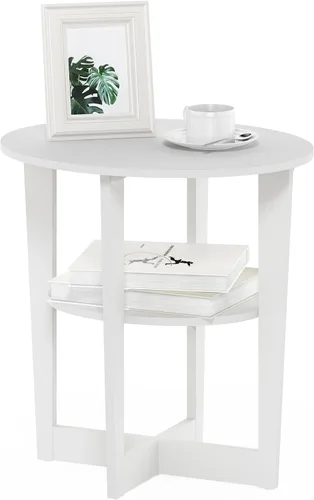 Miniatura 18 de Furinno DISEÑO SIMPLE - Mesa auxiliar de 2 niveles, mesita de noche, mesita con estantes abiertos, mesita de cama, para sala de estar, dormitorio