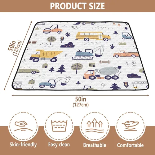 Miniatura 3 de Construction Vehicles Soft Thick Baby Playmat for Indoor Outdoor Cozy Breathable Playroom Activity Mat for Baby Kids Toddlers Infants, 50'' x 50