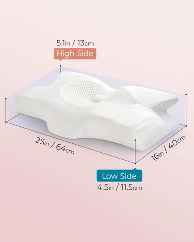 Miniatura 9 de Almohadas cervicales de espuma viscoelástica Elviros para el dolor de cuello y hombros, almohada para el cuello para dormir, almohadas para dormir