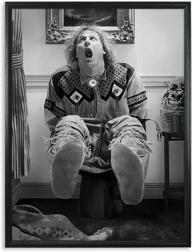 TWNSLLA Arte de Pared Enmarcado para Baño, Arte de Pared Gracioso para Baño - Humor Negro y Blanco Vintage, Póster de Película de Comedia Dumb and