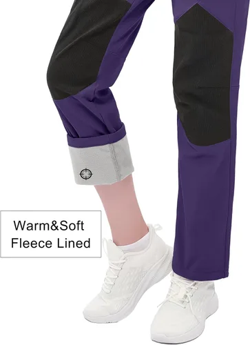 Miniatura 3 de MAGCOMSEN Pantalones de senderismo con forro polar para mujer, impermeables, aislados, para nieve, esquí, invierno, caza, softshell