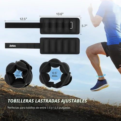Miniatura 2 de ZELUS - 1 par de pesas de tobillo ajustables, correas de peso para piernas modularizadas de 2, 4, 6, 8, 10 libras para mujeres y hombres, juego