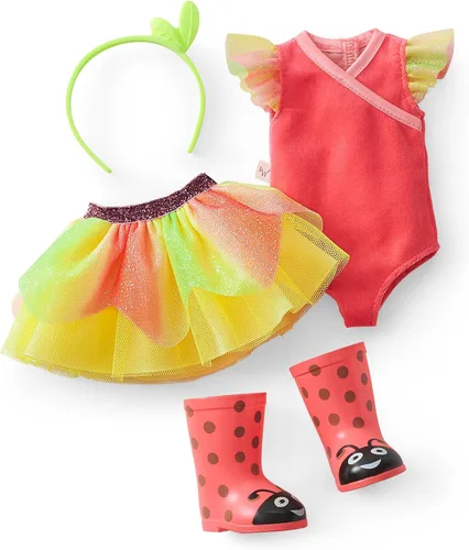 Miniatura 6 de American Girl WellieWishers - Muñeca Willa de 14.5 pulgadas con leotardo coral, falda de malla, diadema y botas, para mayores de 4 años