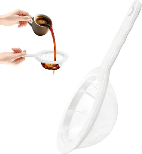 Miniatura 7 de Colador de malla de nailon ultrafino, mini colador de cocina para café, leche, yogur, jugo, mango antideslizante y agujero para colgar