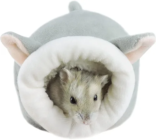 WishLotus Cama para hámster, mini casa suave y cálida, nido antideslizante para hámsters enanos, mini erizos y mascotas pequeñas (gris)